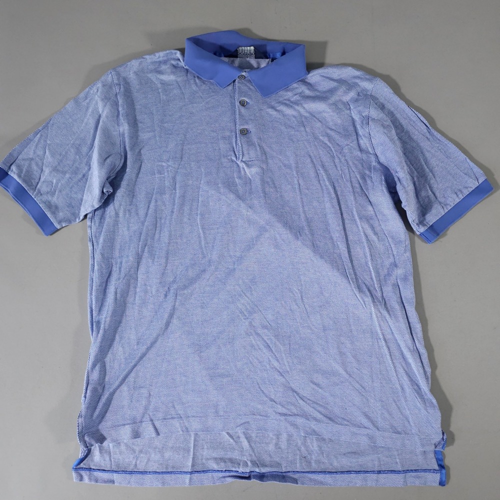 Polo Golf Ralph Lauren Shirt Mens L Blue Pima Cotton Short Sleeve Micro Pattern